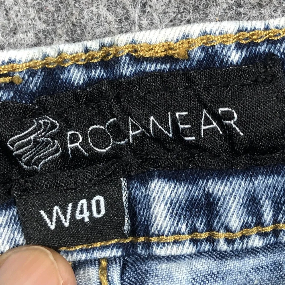 Vintage Rocawear Jeans Mens 40x30 Blue Acid Wash Straight Leg Embroidered Denim